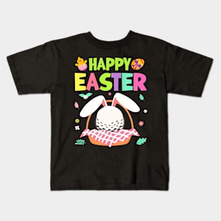 Flowers Golf Bunny In Egg Basket  Easter Day Player Kids T-Shirt